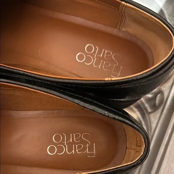 Franco Sarto Cason Womens 9.5 M Black Patent Loafers Sleek Slip-On Work Shoes - Picture 4 of 10